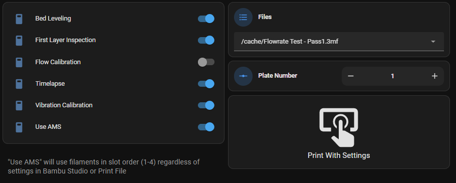 Bambulab Remote Print Start from HomeAssistant